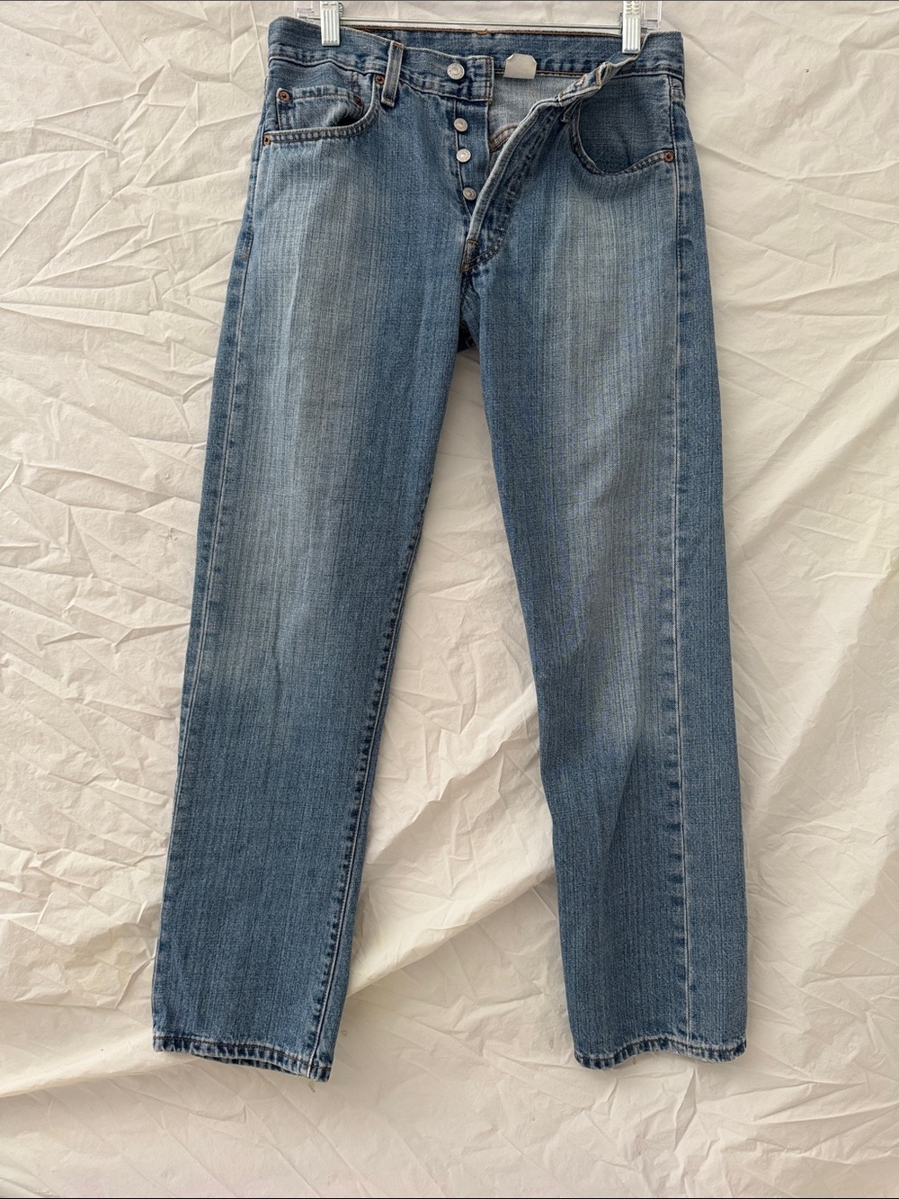 Vintage 2004 Y2K Levi's 501 Button Fly Light Blue Washed Straight Leg Jeans